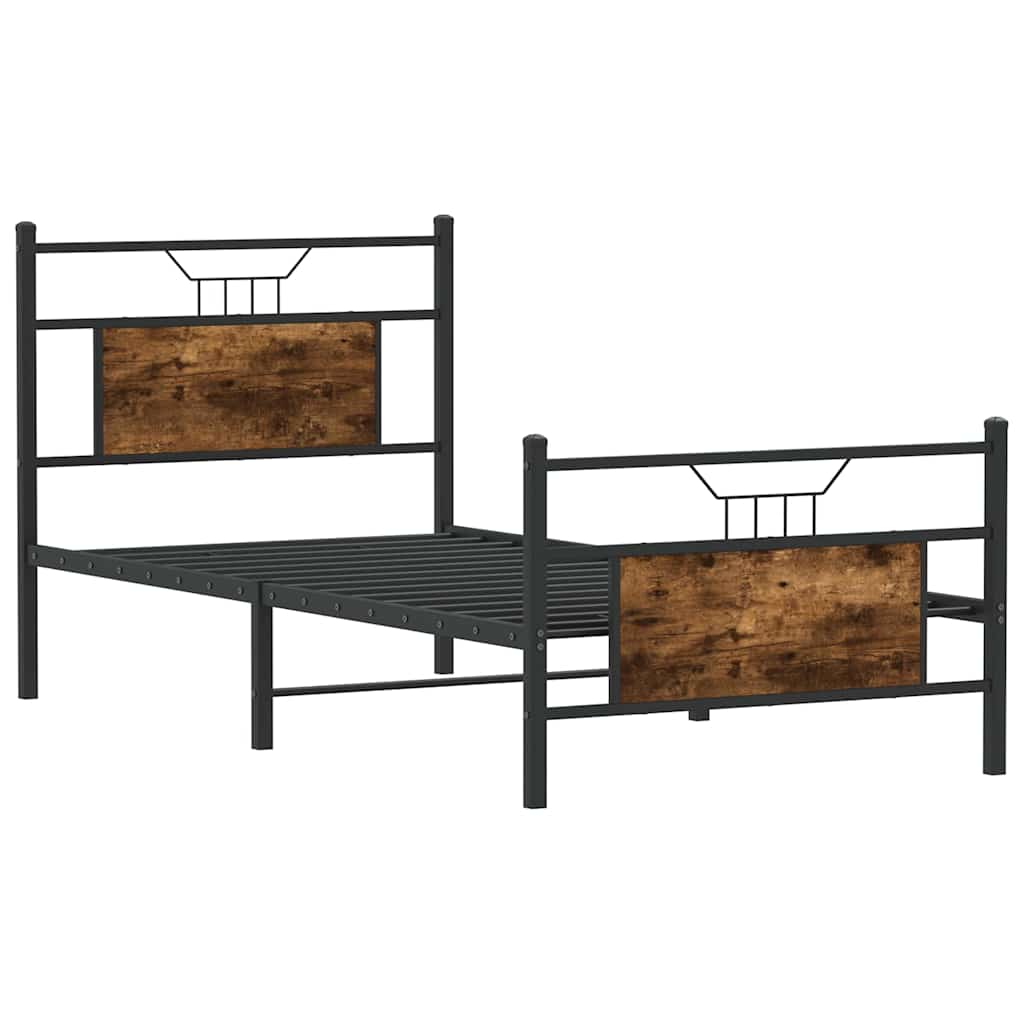 Bed Frame without Mattress Smoked Oak 90x200 cm Engineered Wood