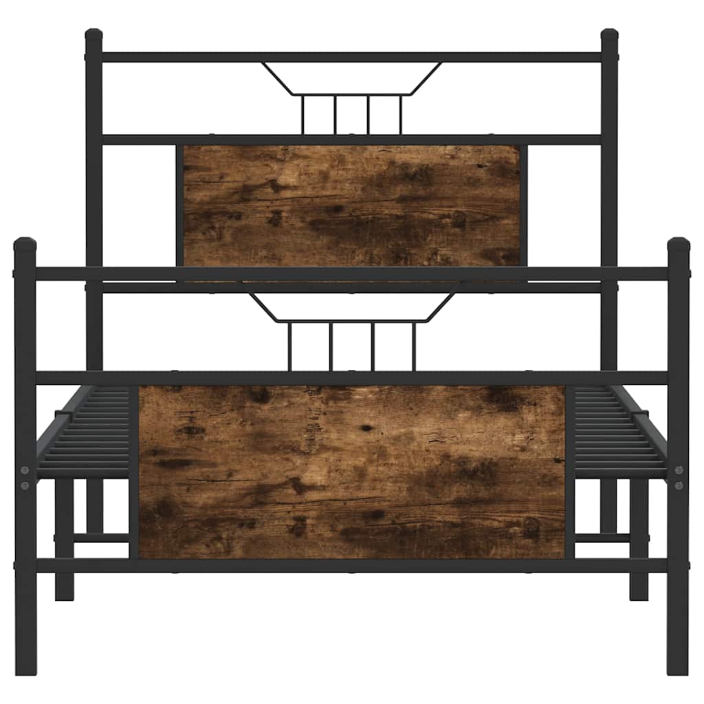 Bed Frame without Mattress Smoked Oak 90x200 cm Engineered Wood