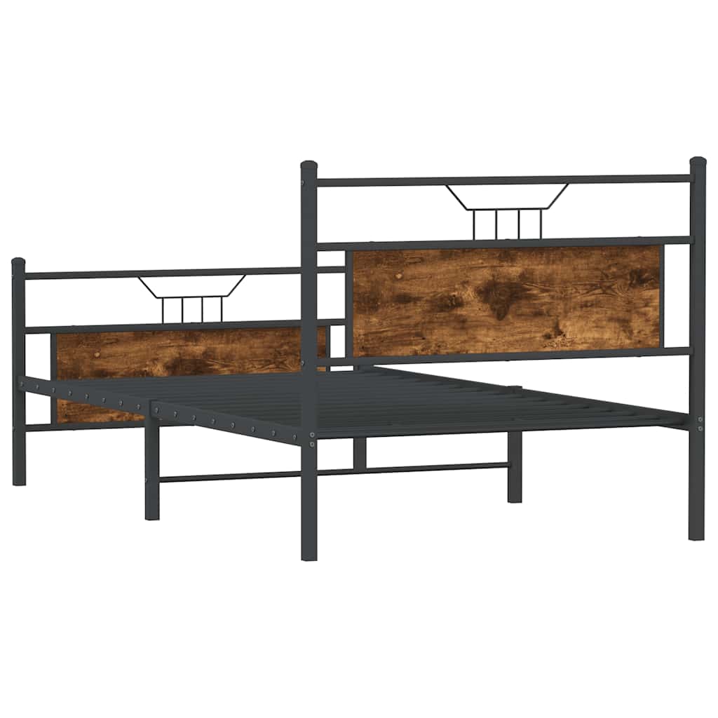 Bed Frame without Mattress Smoked Oak 100x190 cm Engineered Wood