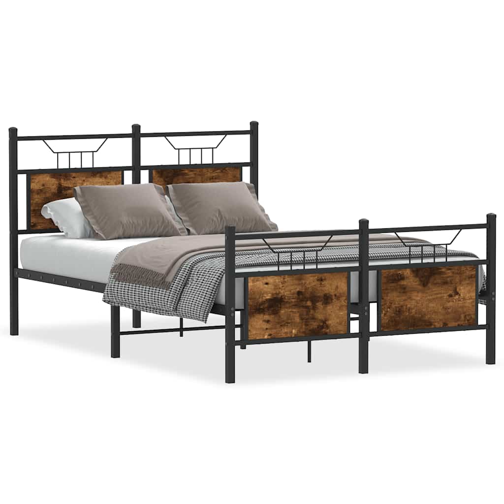 Bed Frame without Mattress Smoked Oak 120x190 cm Small Double Engineered Wood