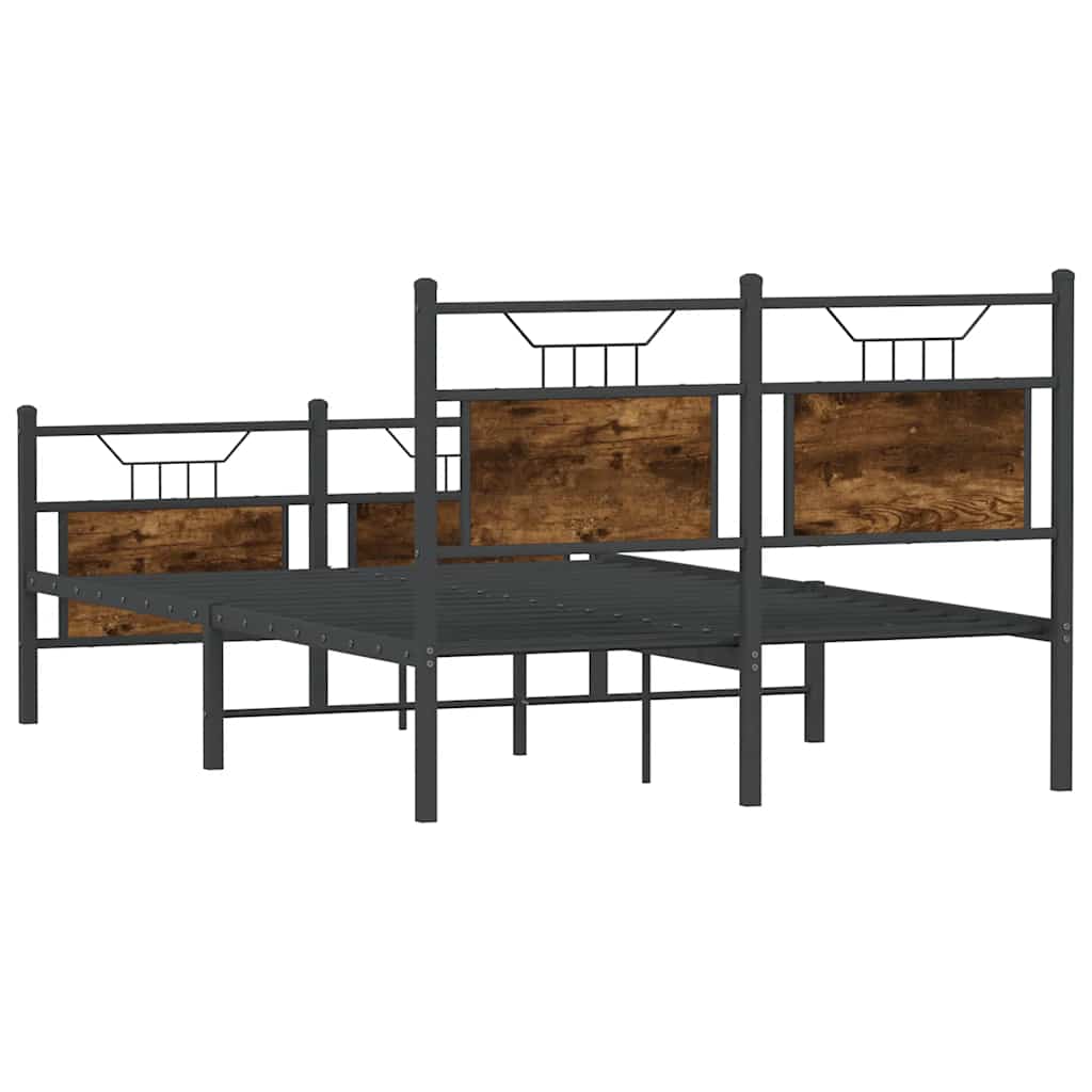 Bed Frame without Mattress Smoked Oak 120x190 cm Small Double Engineered Wood