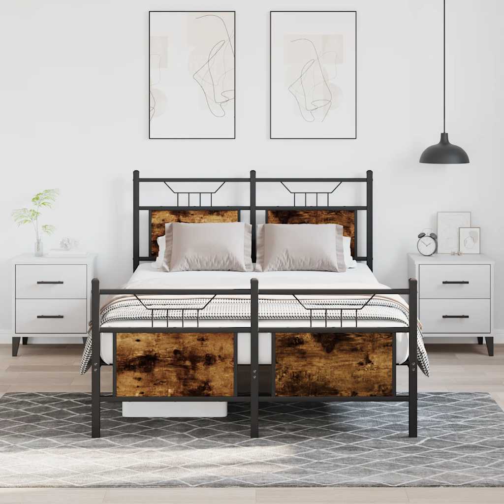 Bed Frame without Mattress Smoked Oak 120x200 cm Engineered Wood