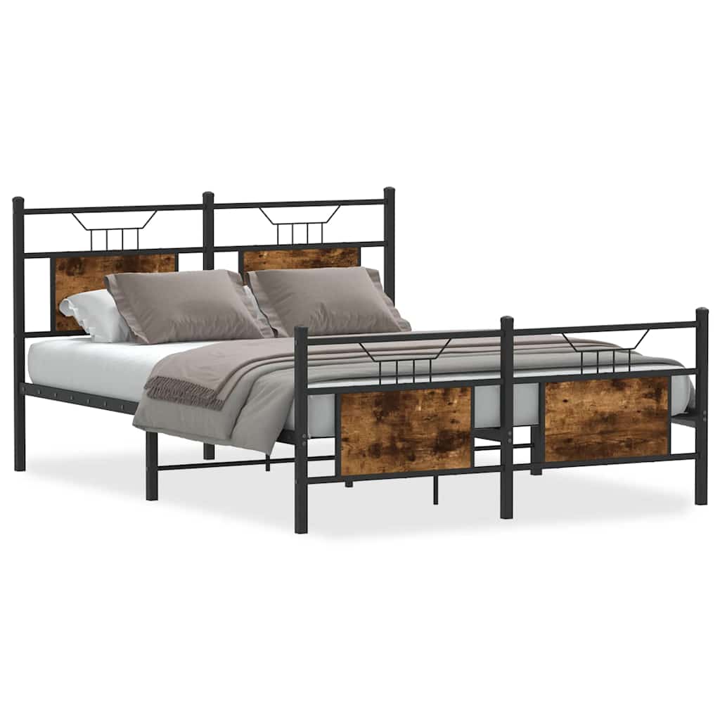 Bed Frame without Mattress Smoked Oak 140x190 cm Engineered Wood