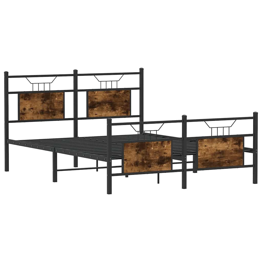 Bed Frame without Mattress Smoked Oak 140x190 cm Engineered Wood
