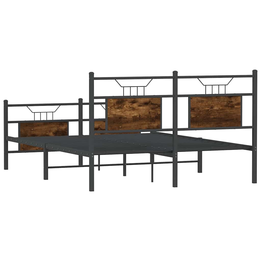 Bed Frame without Mattress Smoked Oak 140x190 cm Engineered Wood