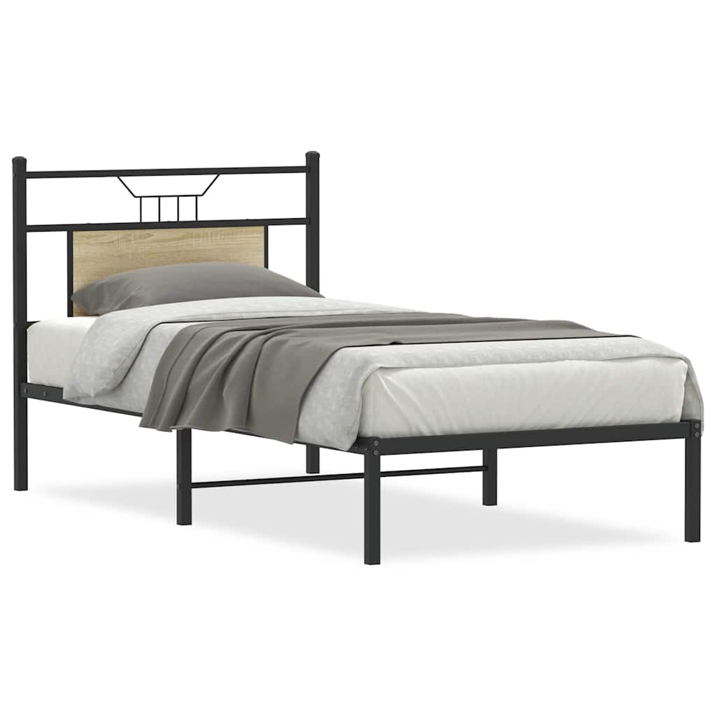 Bed Frame without Mattress Sonoma Oak 75x190 cm Small Single Engineered Wood