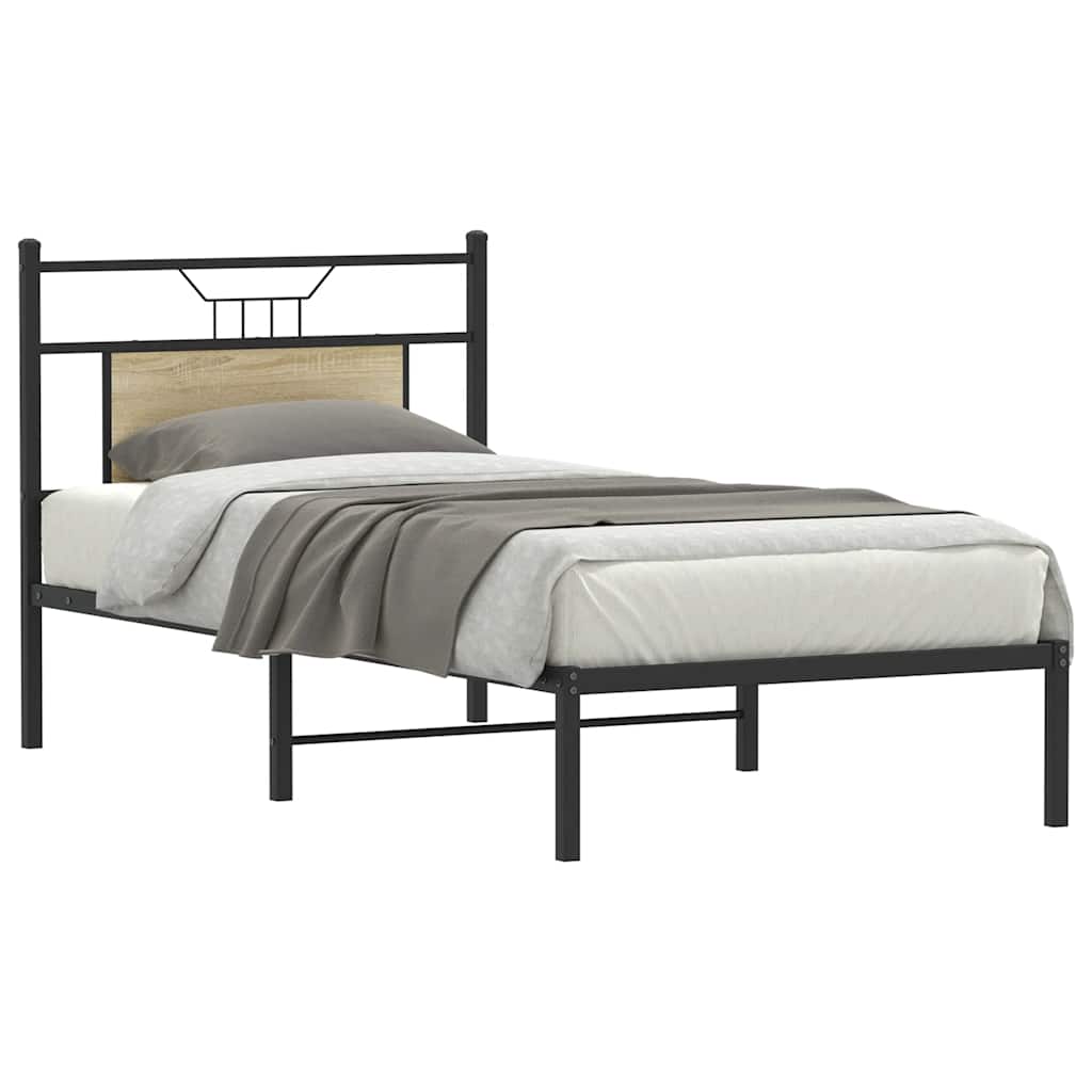 Bed Frame without Mattress Sonoma Oak 75x190 cm Small Single Engineered Wood