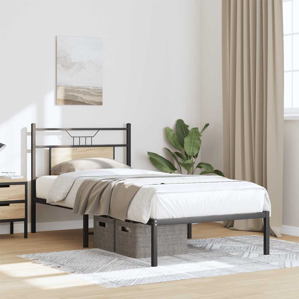 Bed Frame without Mattress Sonoma Oak 75x190 cm Small Single Engineered Wood