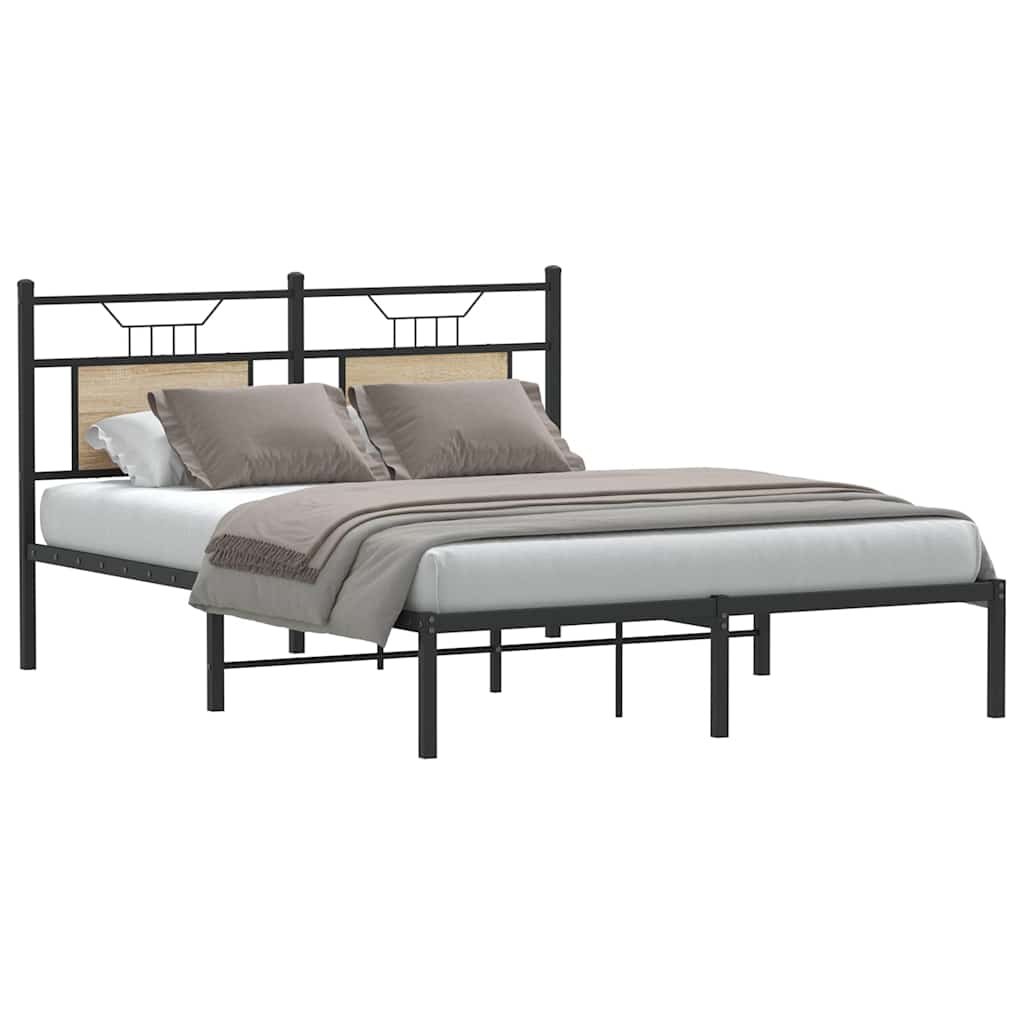 Bed Frame without Mattress Sonoma Oak 140x190 cm Engineered Wood