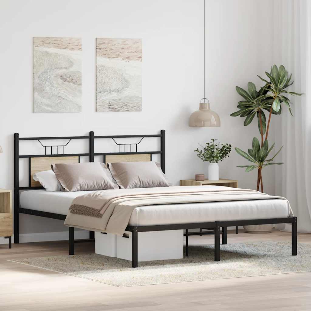 Bed Frame without Mattress Sonoma Oak 140x200 cm Engineered Wood