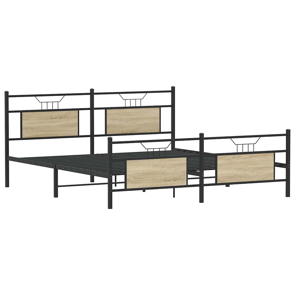 Bed Frame without Mattress Sonoma Oak 140x200 cm Engineered Wood
