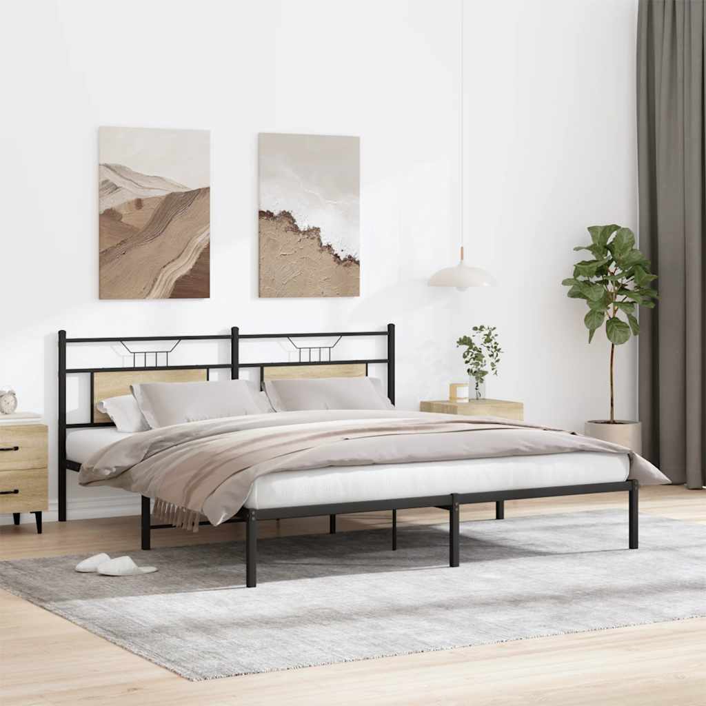 Bed Frame without Mattress Sonoma Oak 183x213 cm Engineered Wood