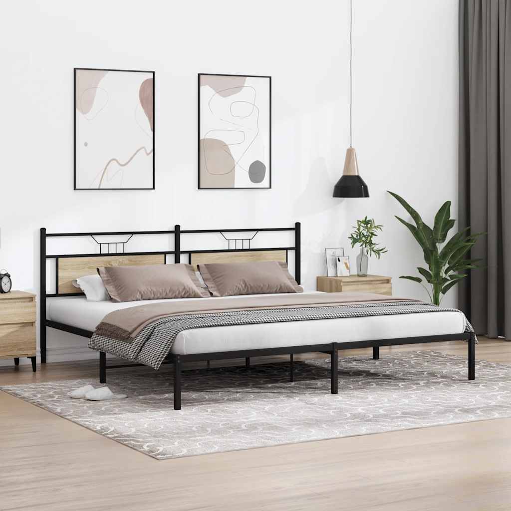 Bed Frame without Mattress Sonoma Oak 193x201 cm Engineered Wood