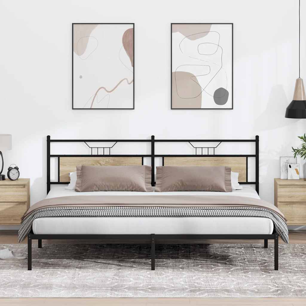 Bed Frame without Mattress Sonoma Oak 193x201 cm Engineered Wood