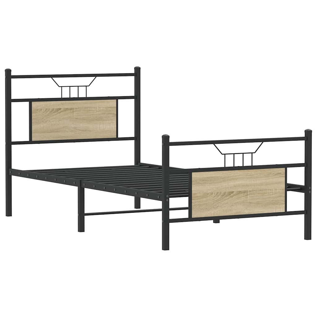 Bed Frame without Mattress Sonoma Oak 75x190 cm Small Single Engineered Wood