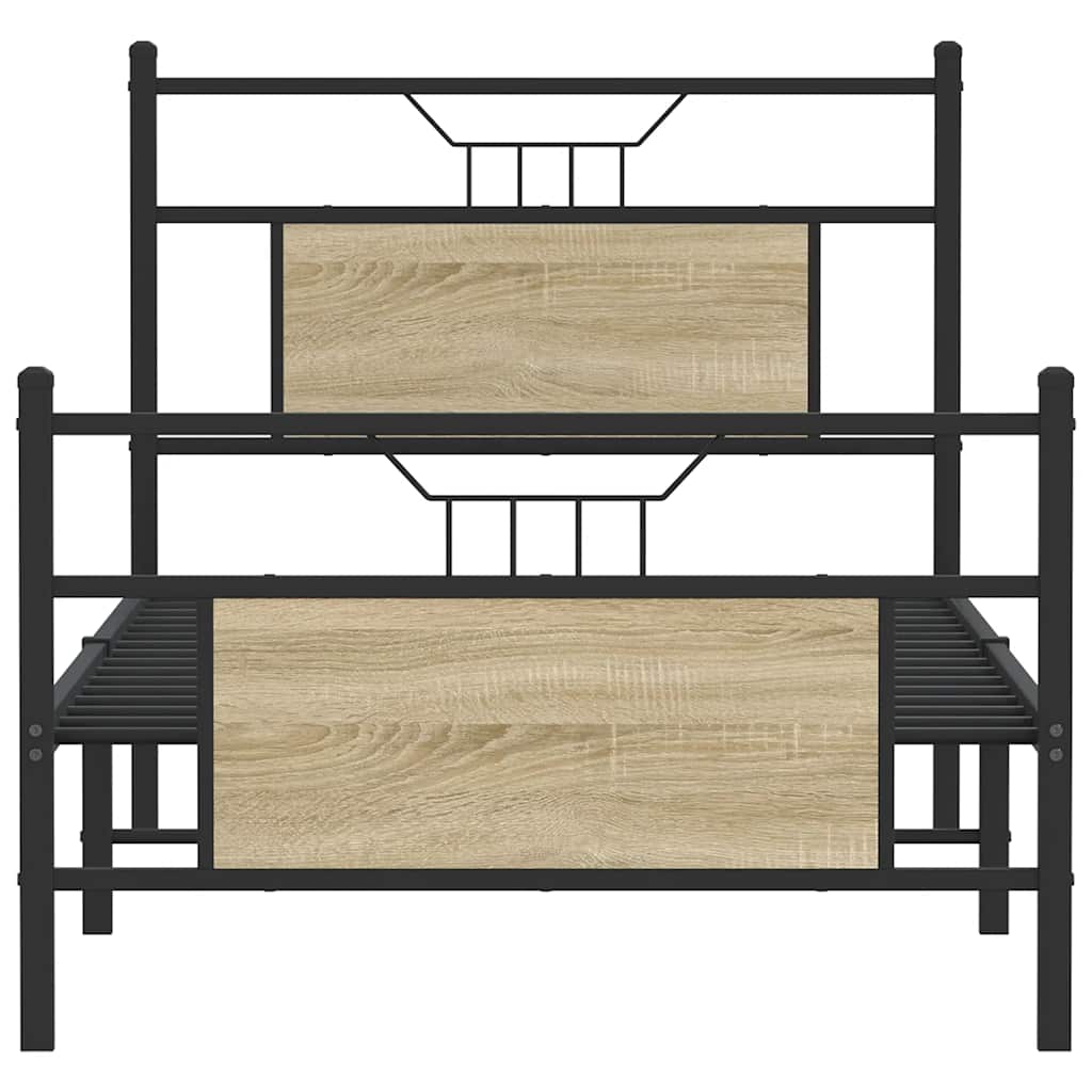 Bed Frame without Mattress Sonoma Oak 75x190 cm Small Single Engineered Wood