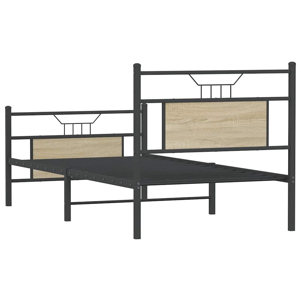 Bed Frame without Mattress Sonoma Oak 75x190 cm Small Single Engineered Wood