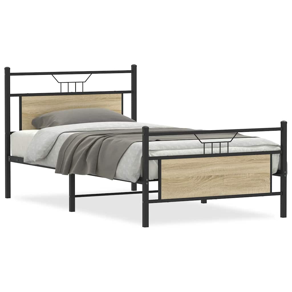Bed Frame without Mattress Sonoma Oak 100x190 cm Engineered Wood