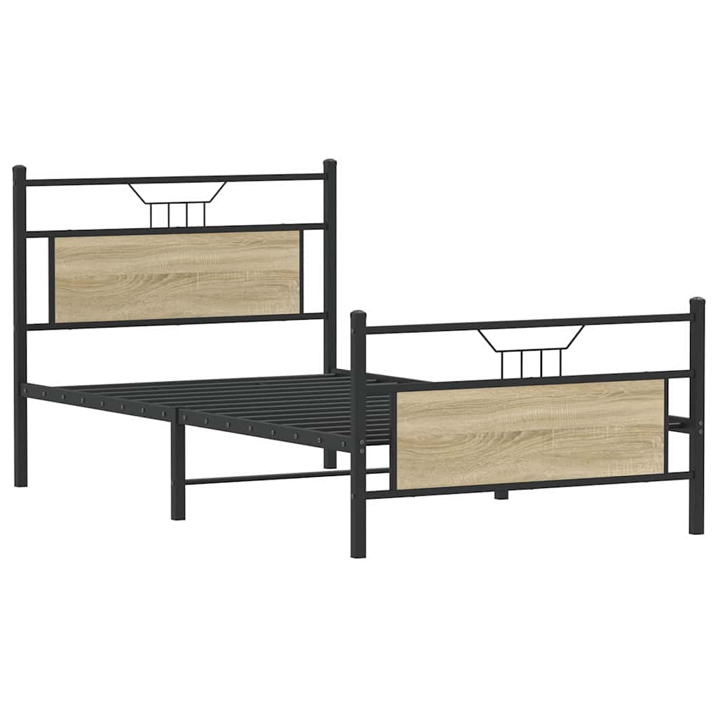 Bed Frame without Mattress Sonoma Oak 100x190 cm Engineered Wood