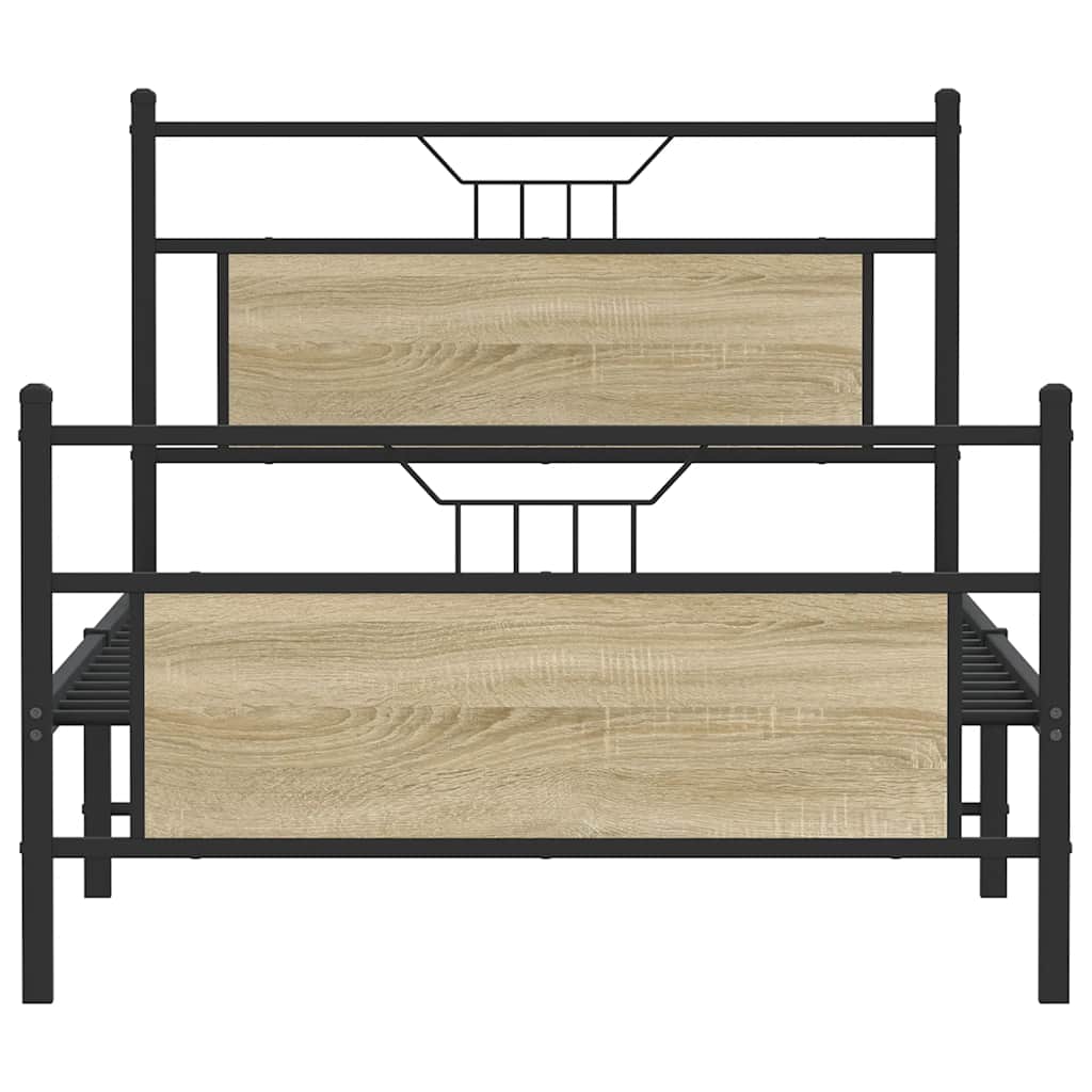 Bed Frame without Mattress Sonoma Oak 100x190 cm Engineered Wood