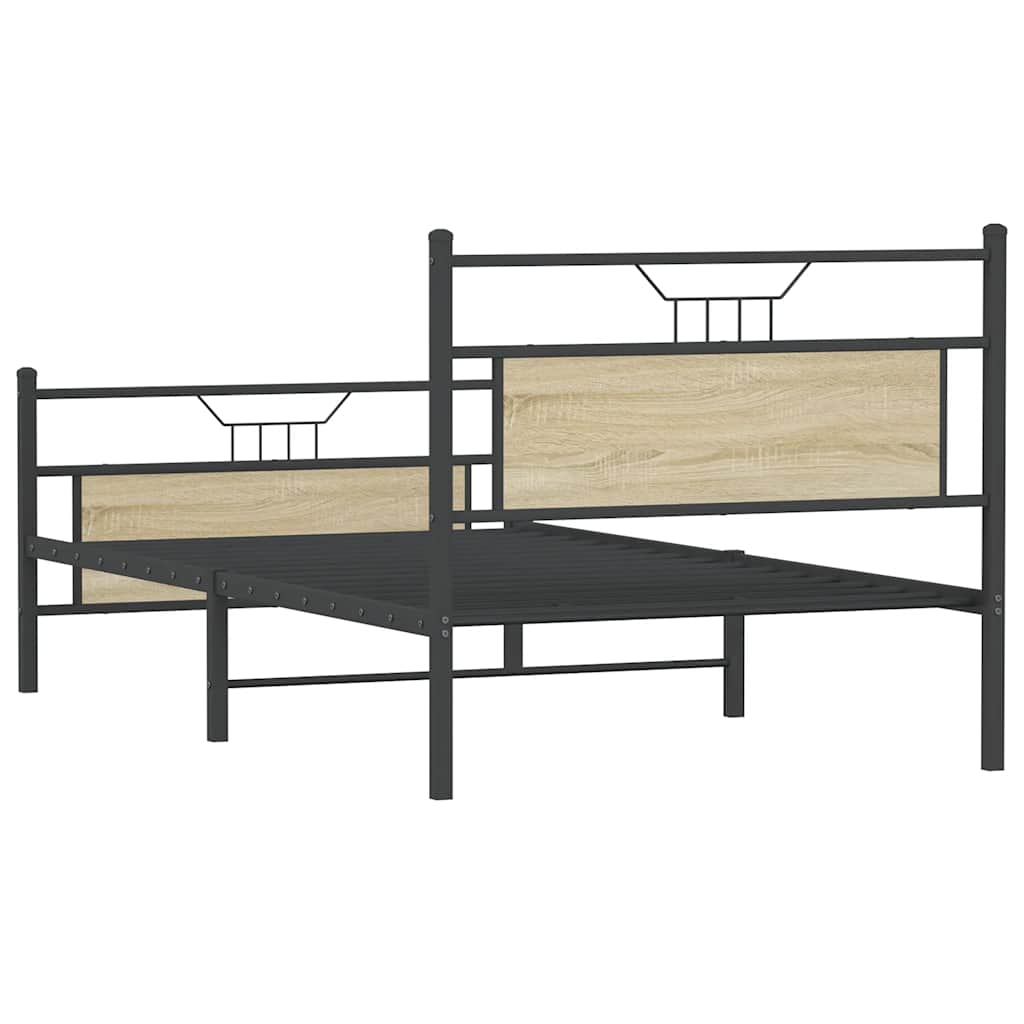 Bed Frame without Mattress Sonoma Oak 107x203 cm Engineered Wood