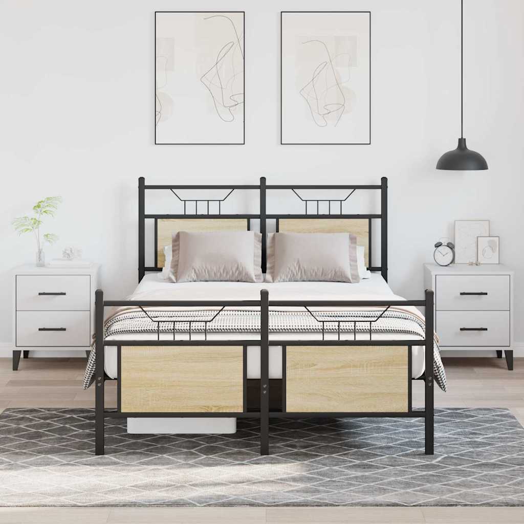 Bed Frame without Mattress Sonoma Oak 120x200 cm Engineered Wood