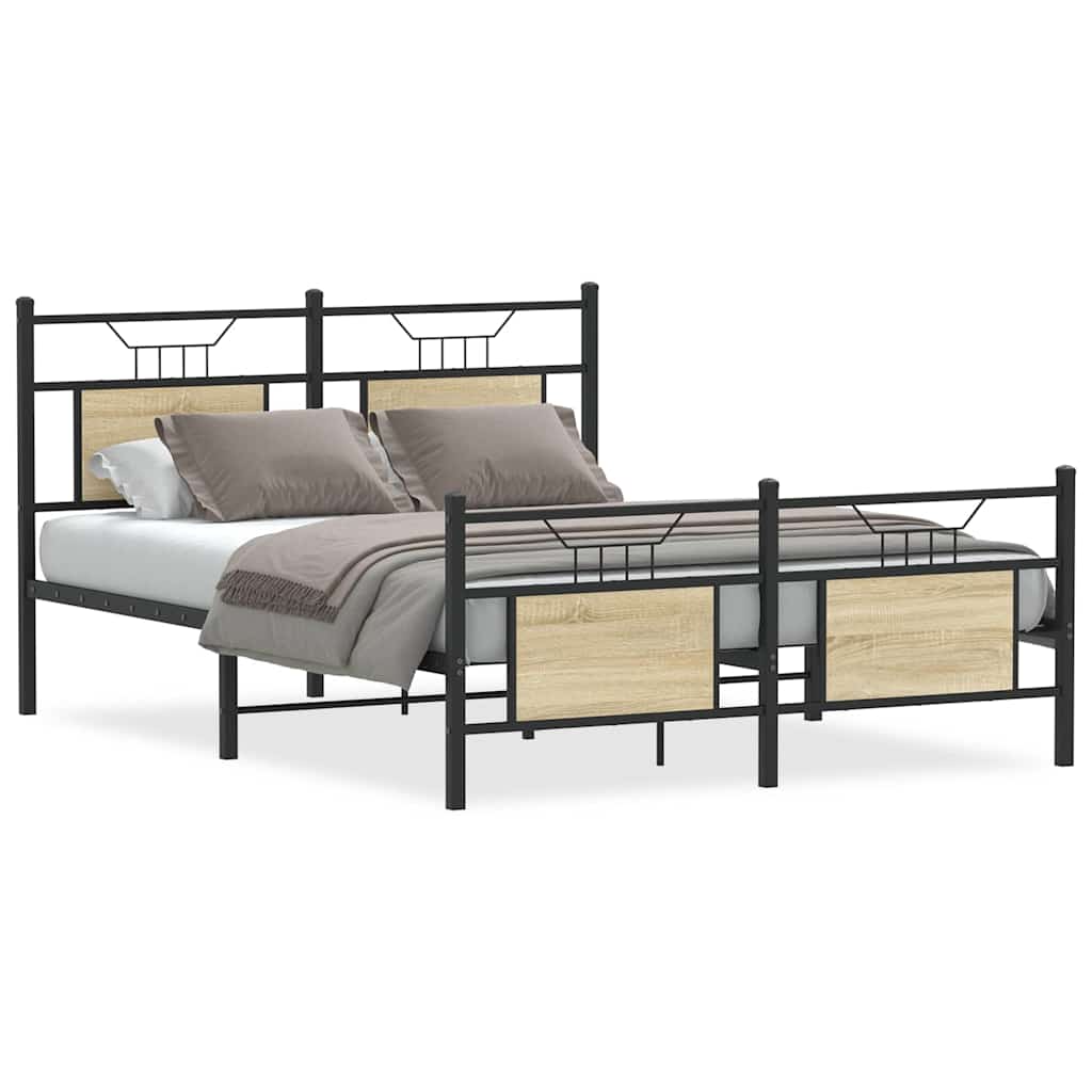 Bed Frame without Mattress Sonoma Oak 140x190 cm Engineered Wood