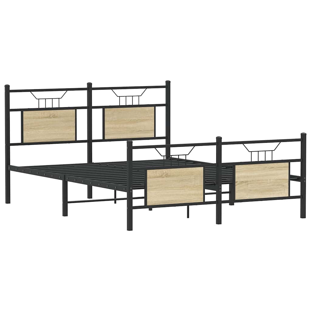 Bed Frame without Mattress Sonoma Oak 140x190 cm Engineered Wood