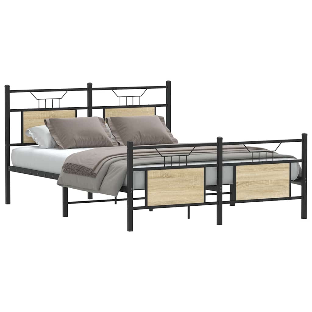 Bed Frame without Mattress Sonoma Oak 140x190 cm Engineered Wood