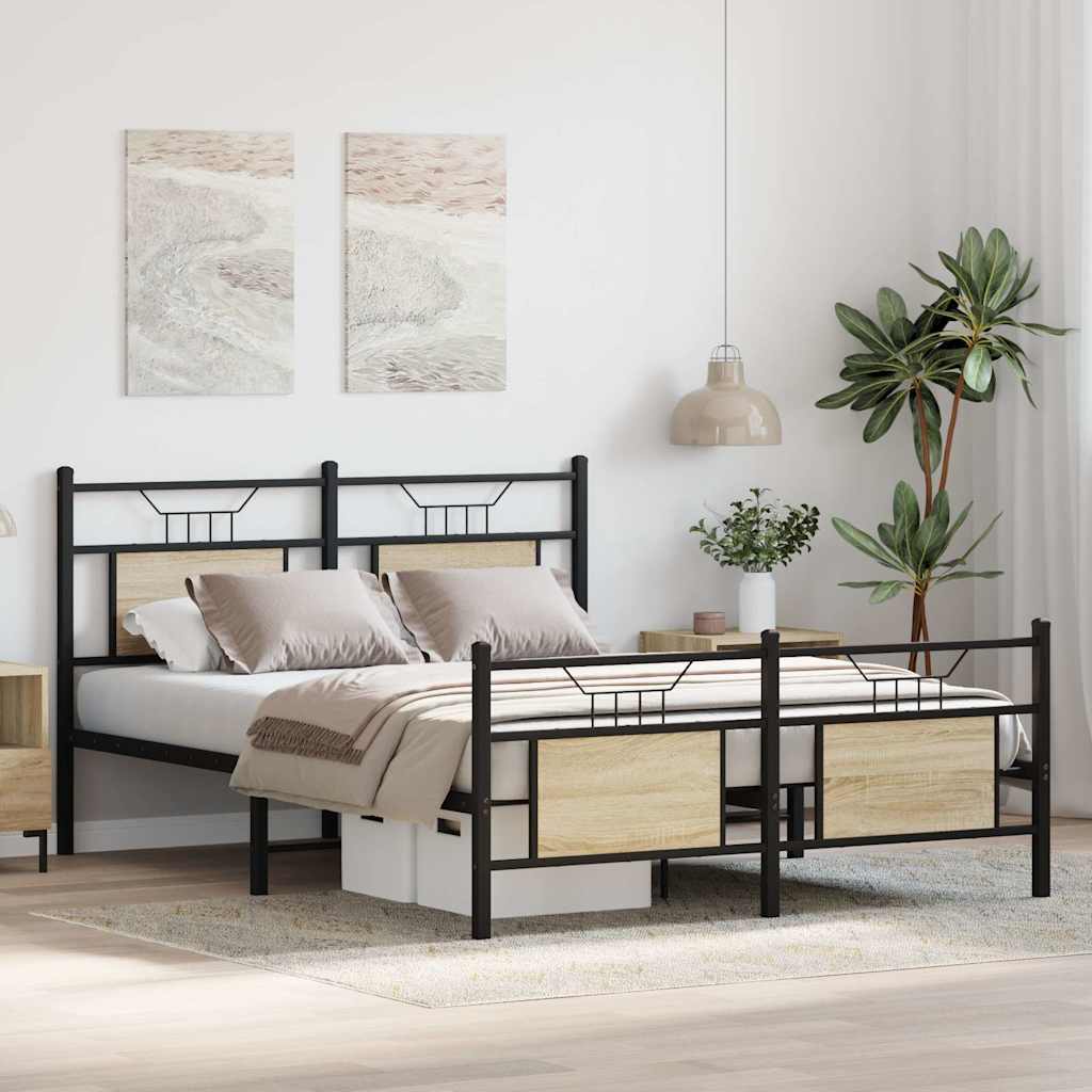 Bed Frame without Mattress Sonoma Oak 140x200 cm Engineered Wood