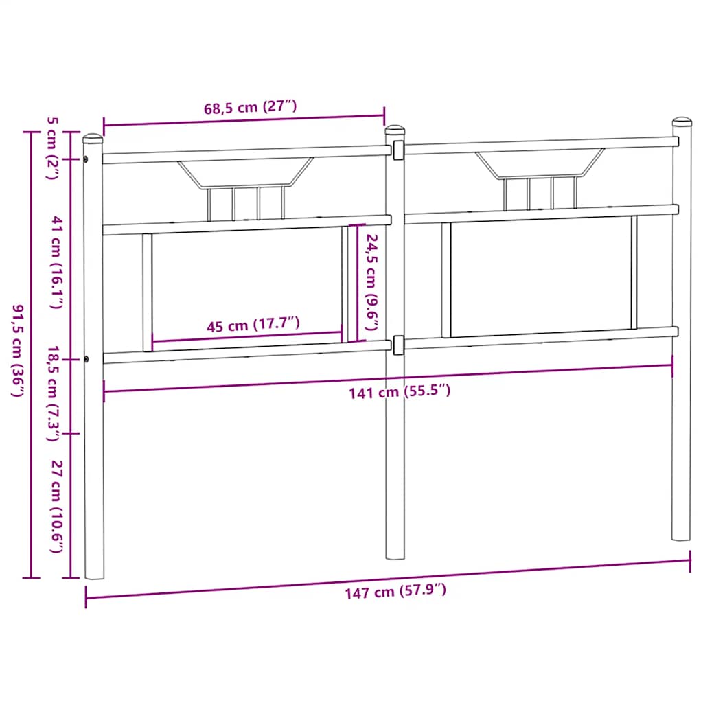 Replace Headboard Sonoma Oak 140 cm Engineered Wood and Steel
