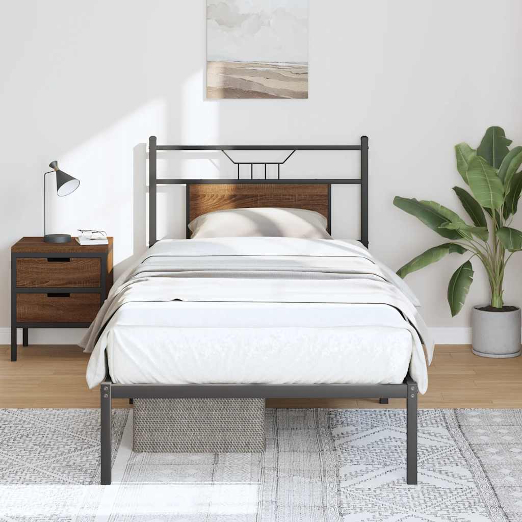 Bed Frame without Mattress Brown Oak 80x200 cm Engineered Wood