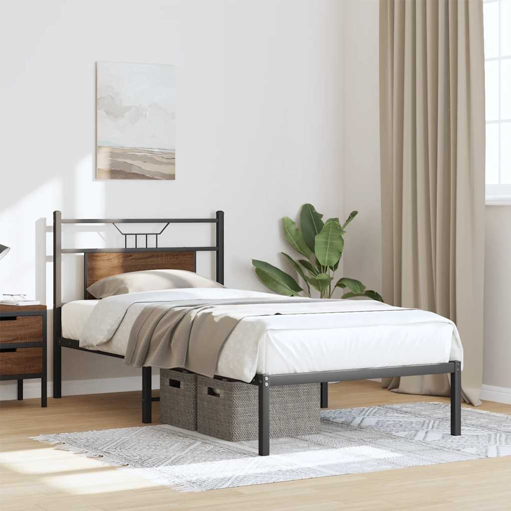 Bed Frame without Mattress Brown Oak 80x200 cm Engineered Wood