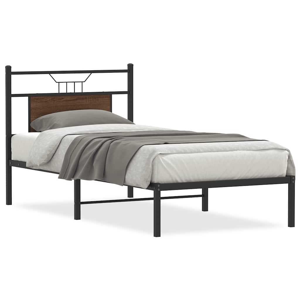 Bed Frame without Mattress Brown Oak 90x200 cm Engineered Wood