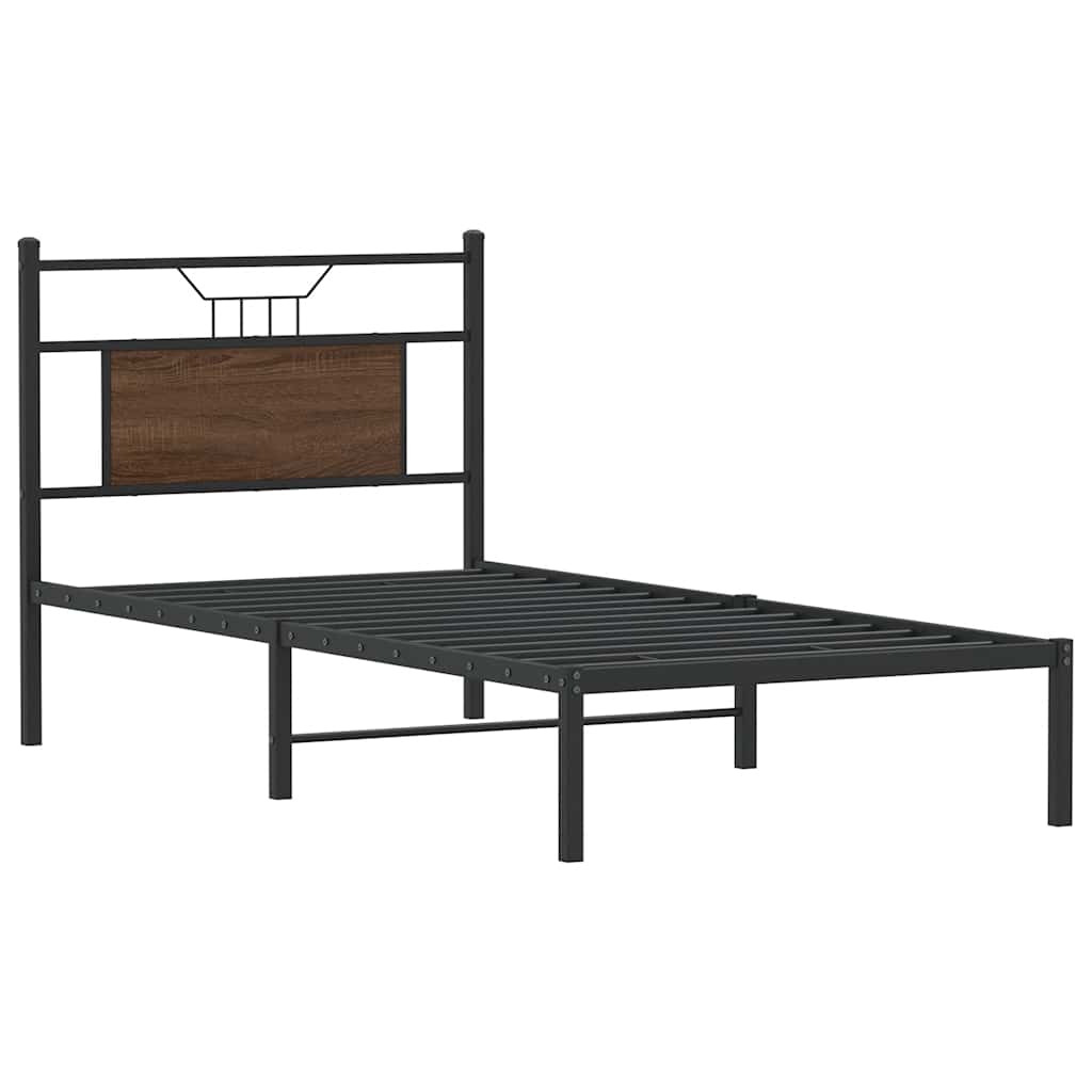 Bed Frame without Mattress Brown Oak 90x200 cm Engineered Wood