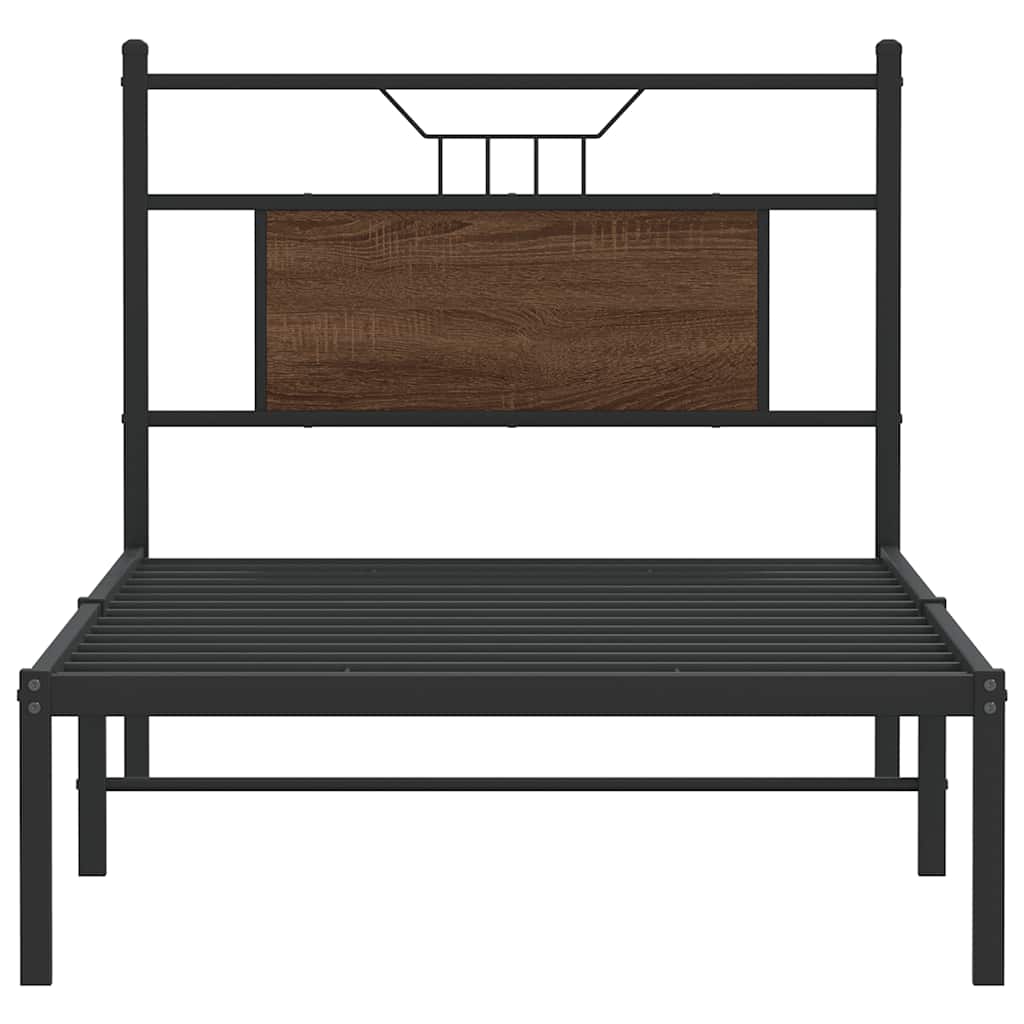 Bed Frame without Mattress Brown Oak 90x200 cm Engineered Wood