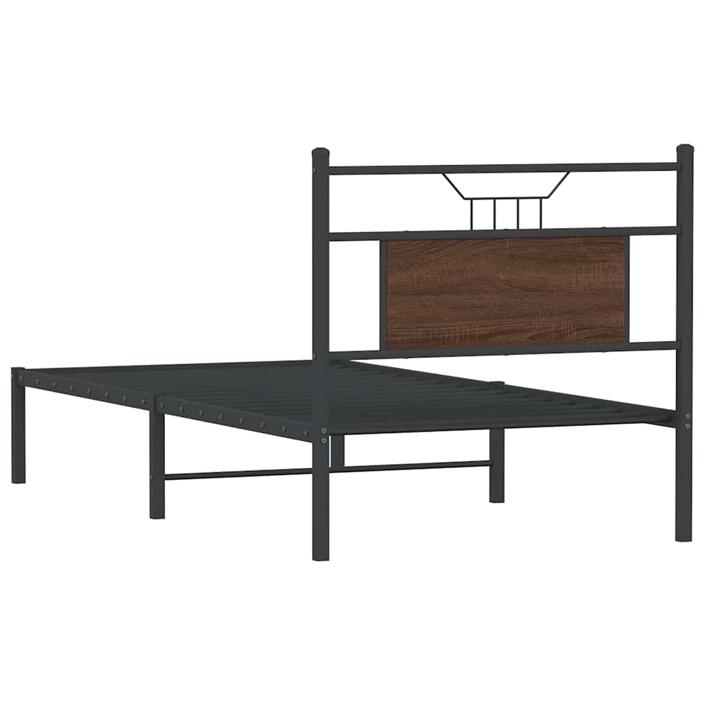 Bed Frame without Mattress Brown Oak 90x200 cm Engineered Wood