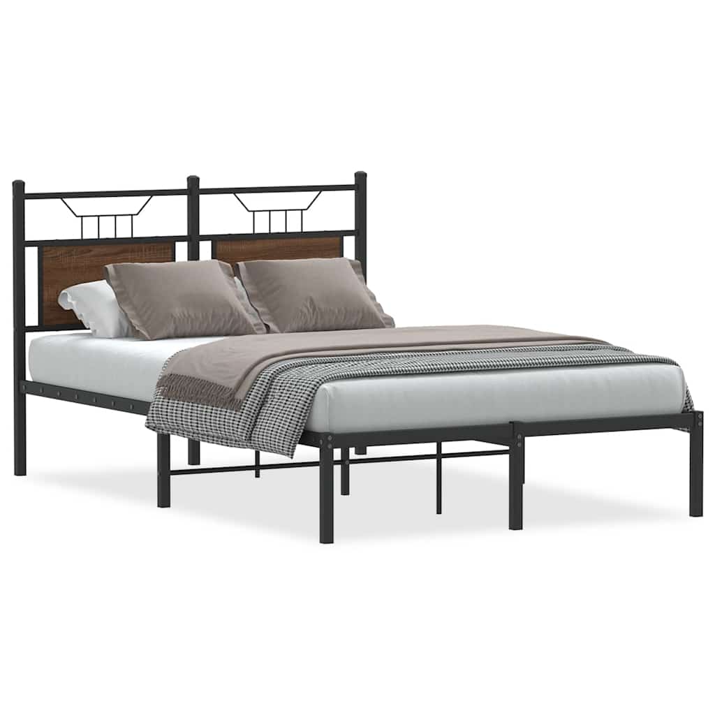 Bed Frame without Mattress Brown Oak 120x200 cm Engineered Wood