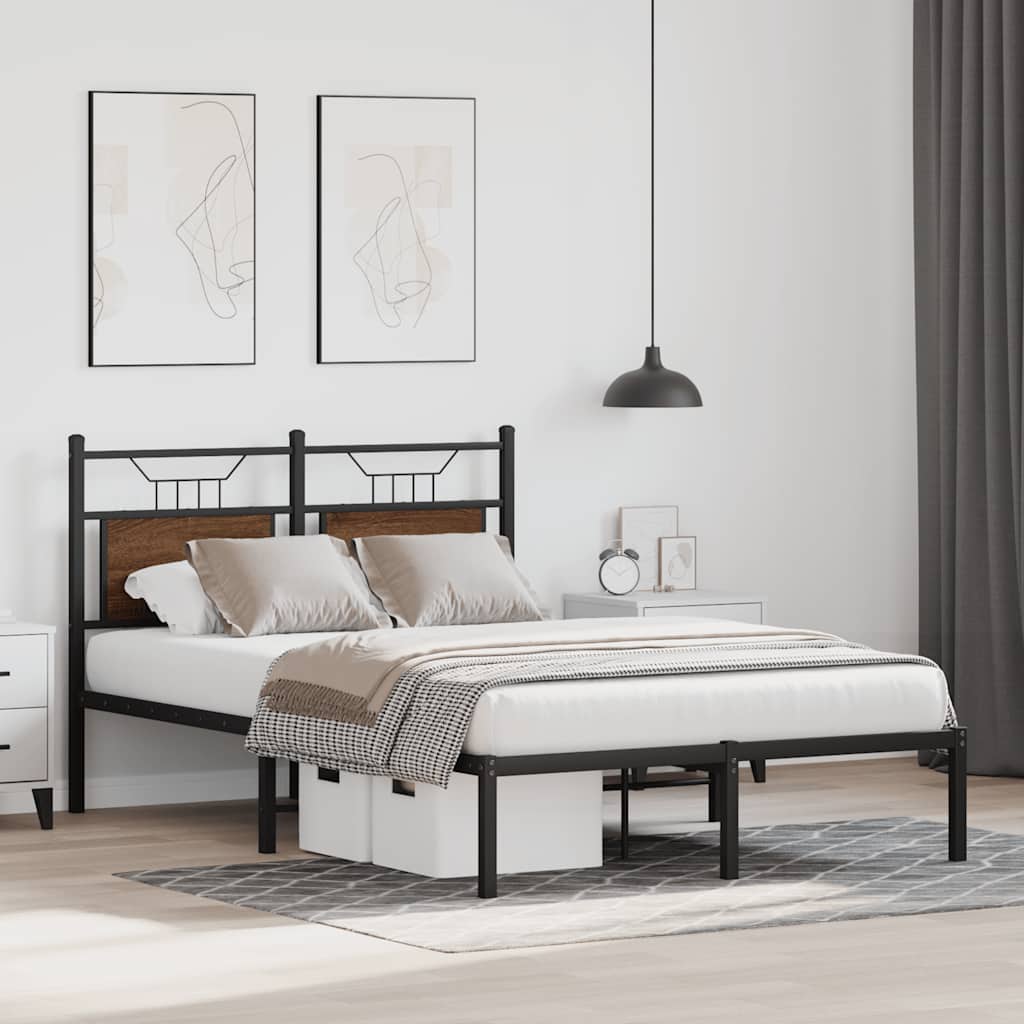 Bed Frame without Mattress Brown Oak 120x200 cm Engineered Wood