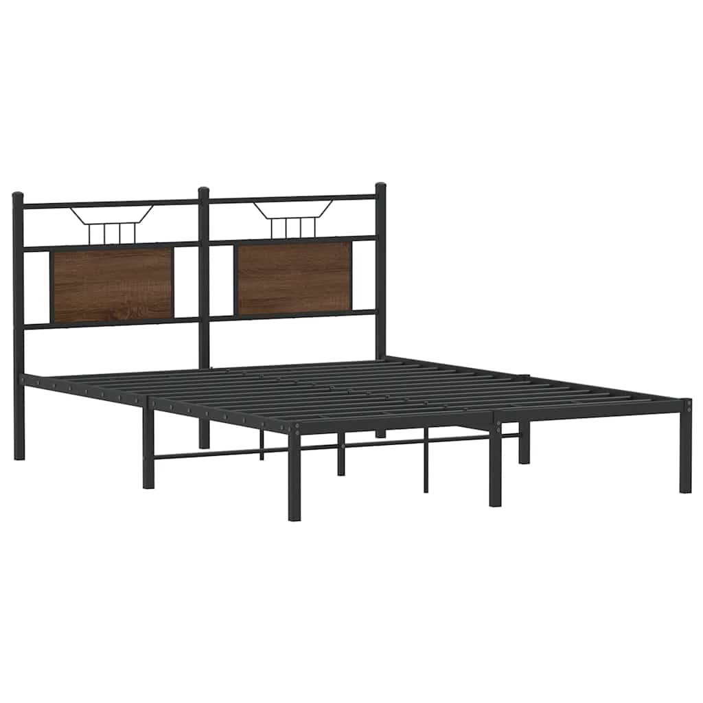 Bed Frame without Mattress Brown Oak 150x200 cm King Size Engineered Wood