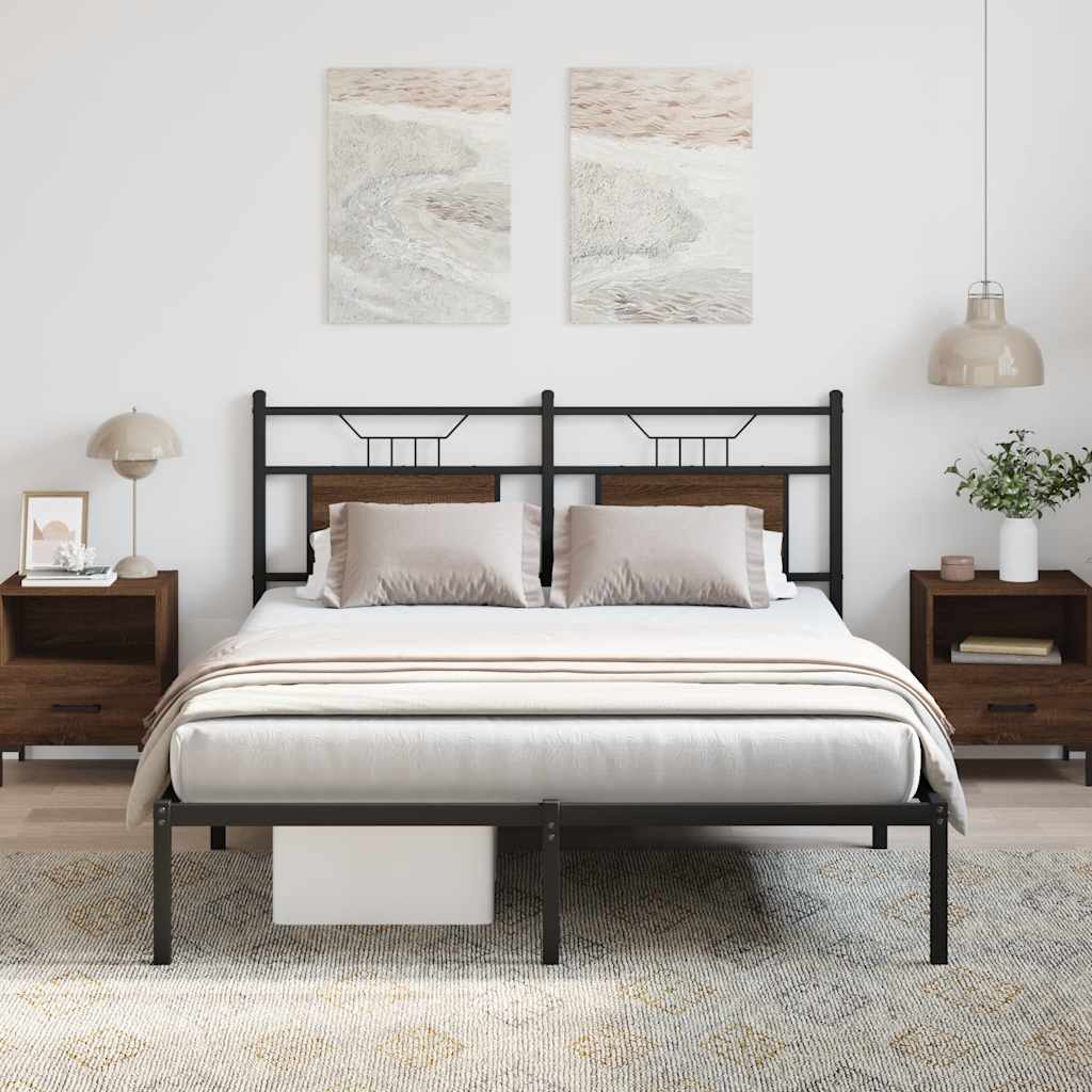 Bed Frame without Mattress Brown Oak 150x200 cm King Size Engineered Wood