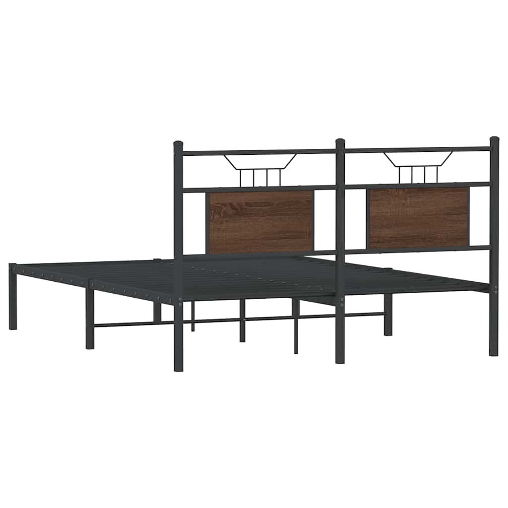 Bed Frame without Mattress Brown Oak 150x200 cm King Size Engineered Wood