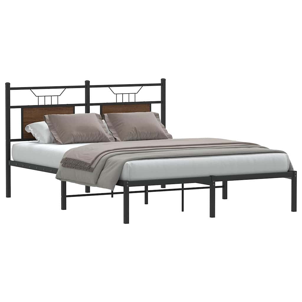 Bed Frame without Mattress Brown Oak 150x200 cm King Size Engineered Wood