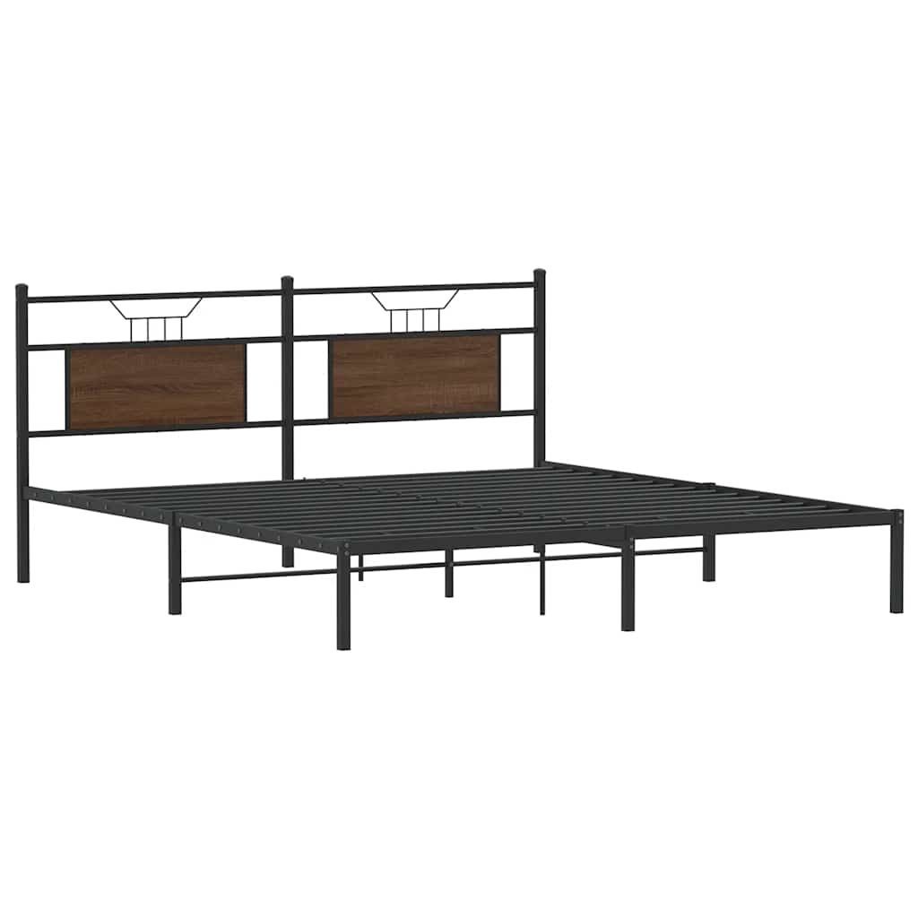 Bed Frame without Mattress Brown Oak 183x203 cm Engineered Wood