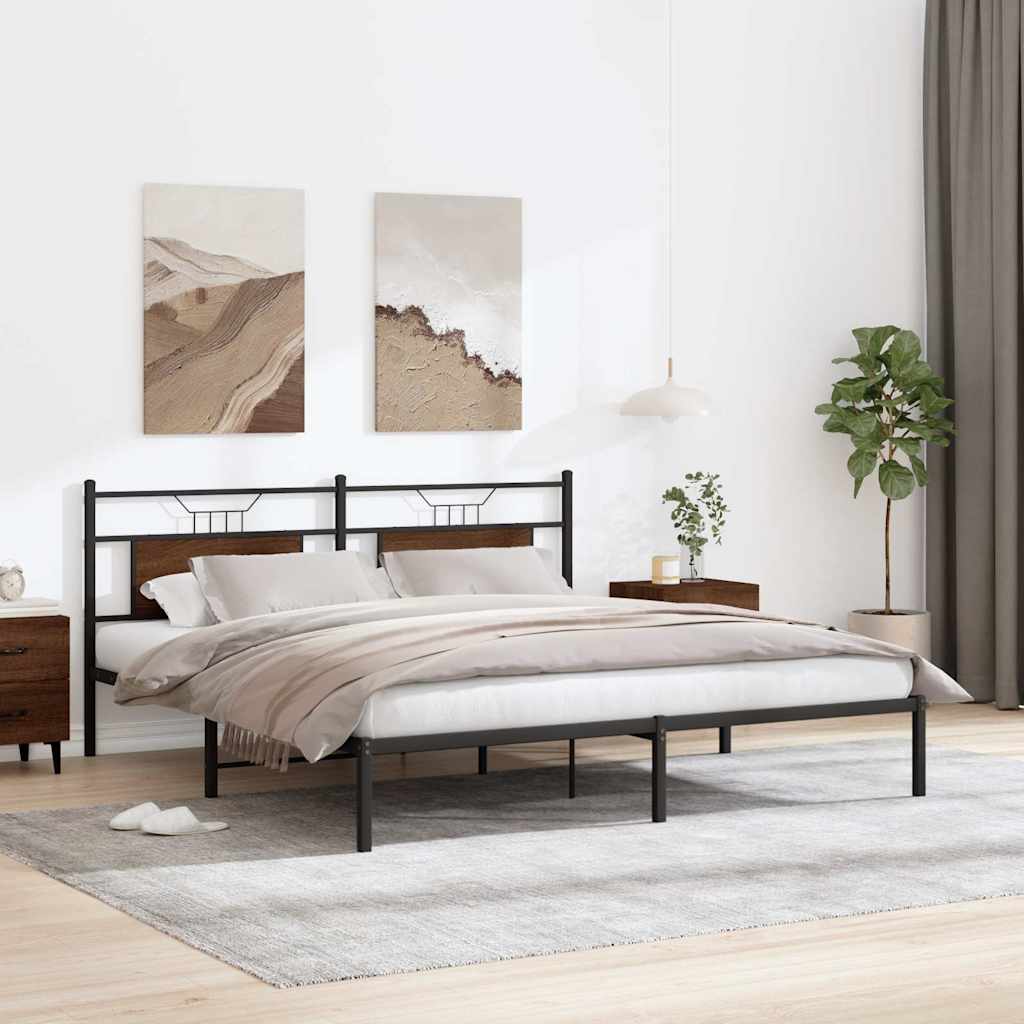 Bed Frame without Mattress Brown Oak 183x213 cm Engineered Wood