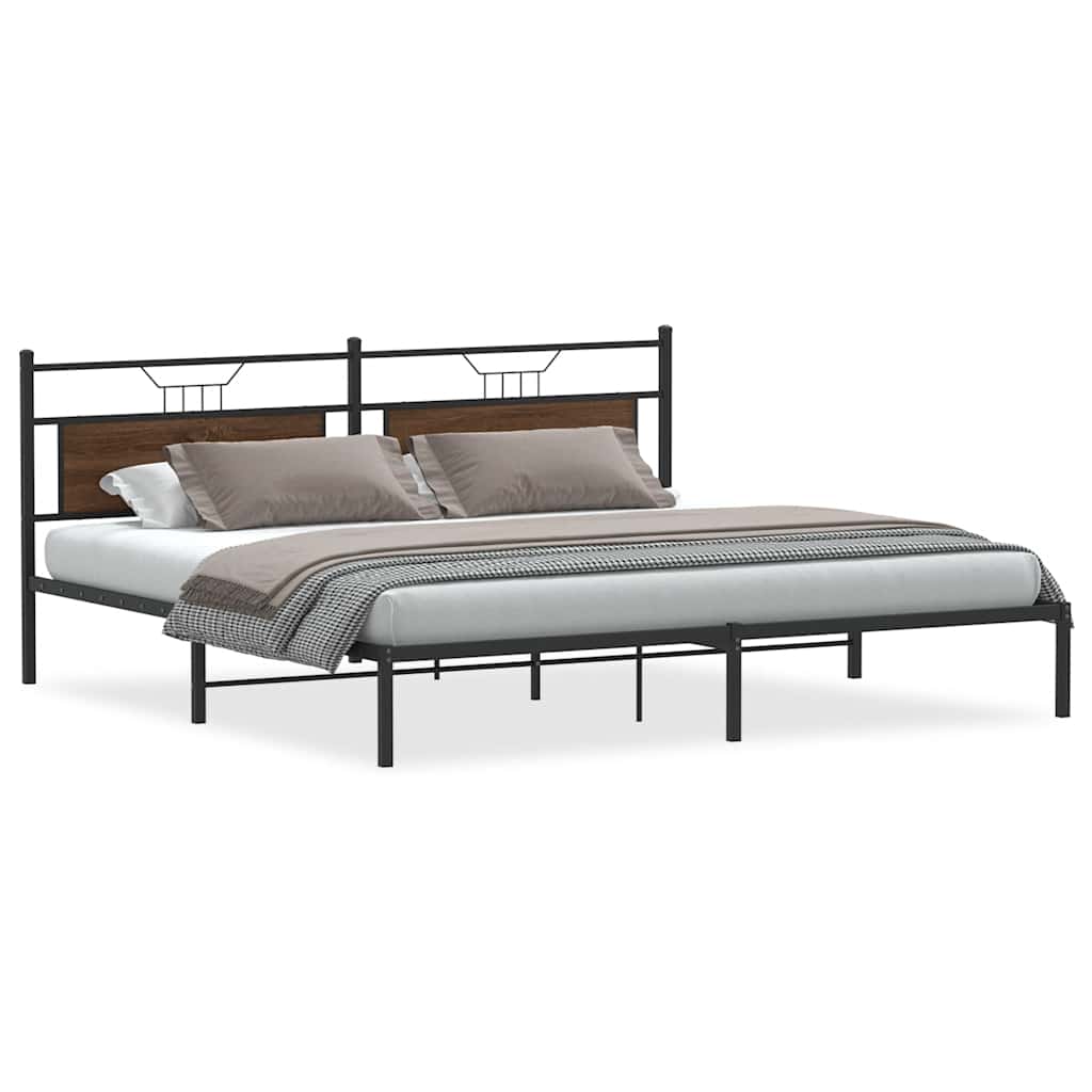 Bed Frame without Mattress Brown Oak 193x201 cm Engineered Wood