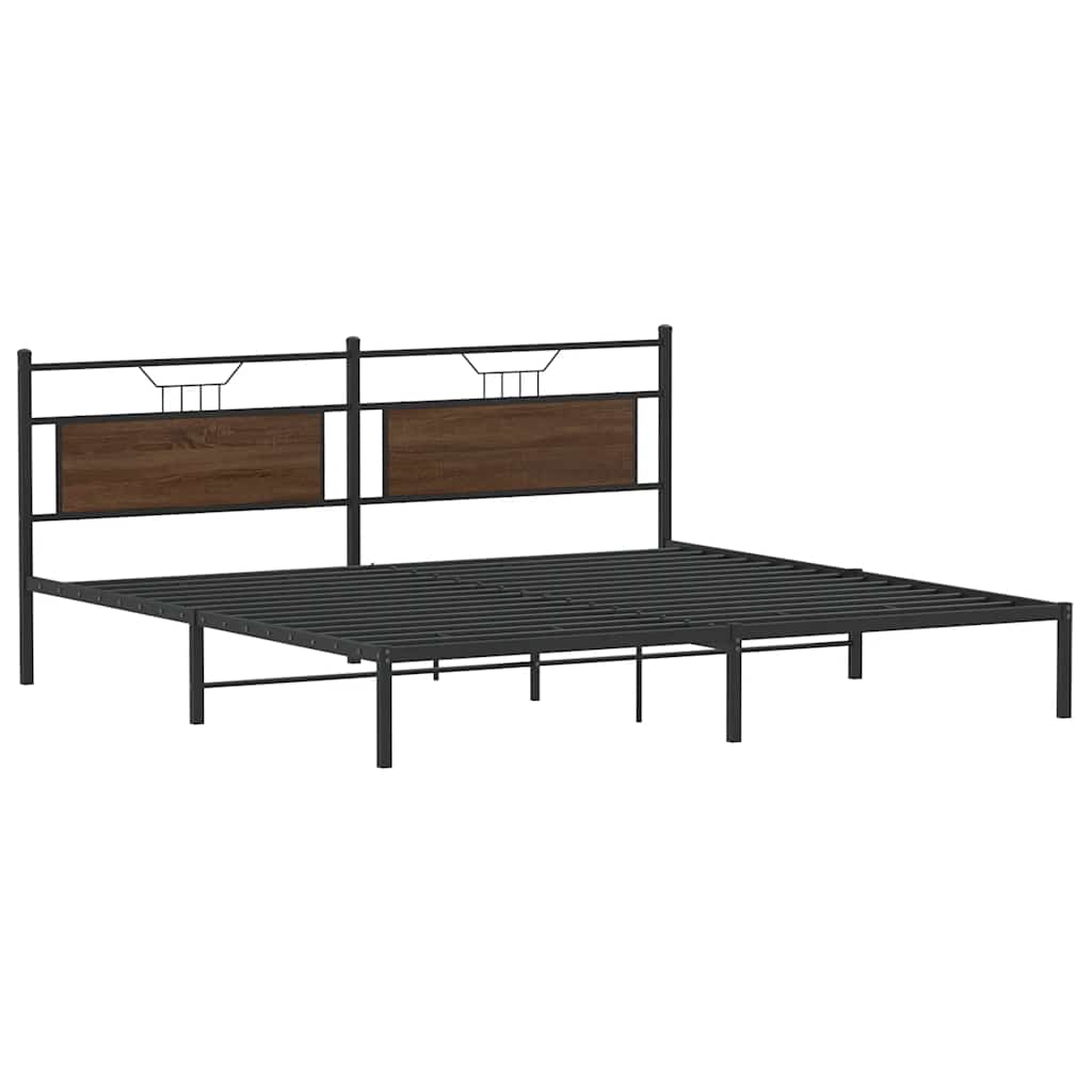 Bed Frame without Mattress Brown Oak 193x201 cm Engineered Wood