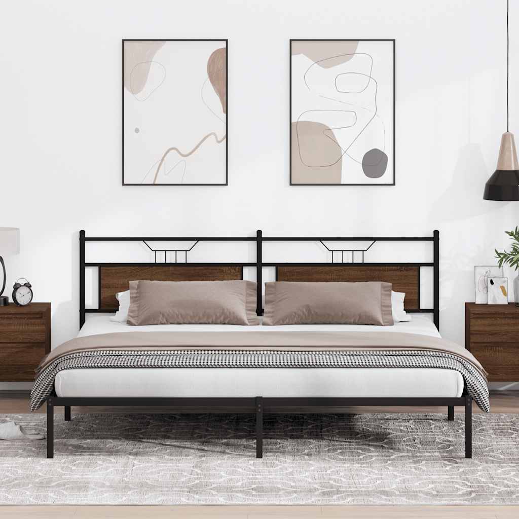 Bed Frame without Mattress Brown Oak 193x201 cm Engineered Wood