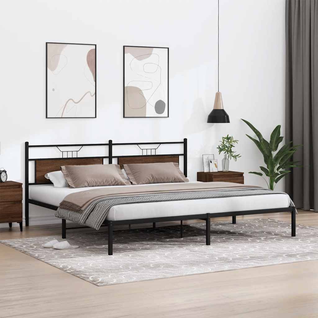 Bed Frame without Mattress Brown Oak 193x201 cm Engineered Wood