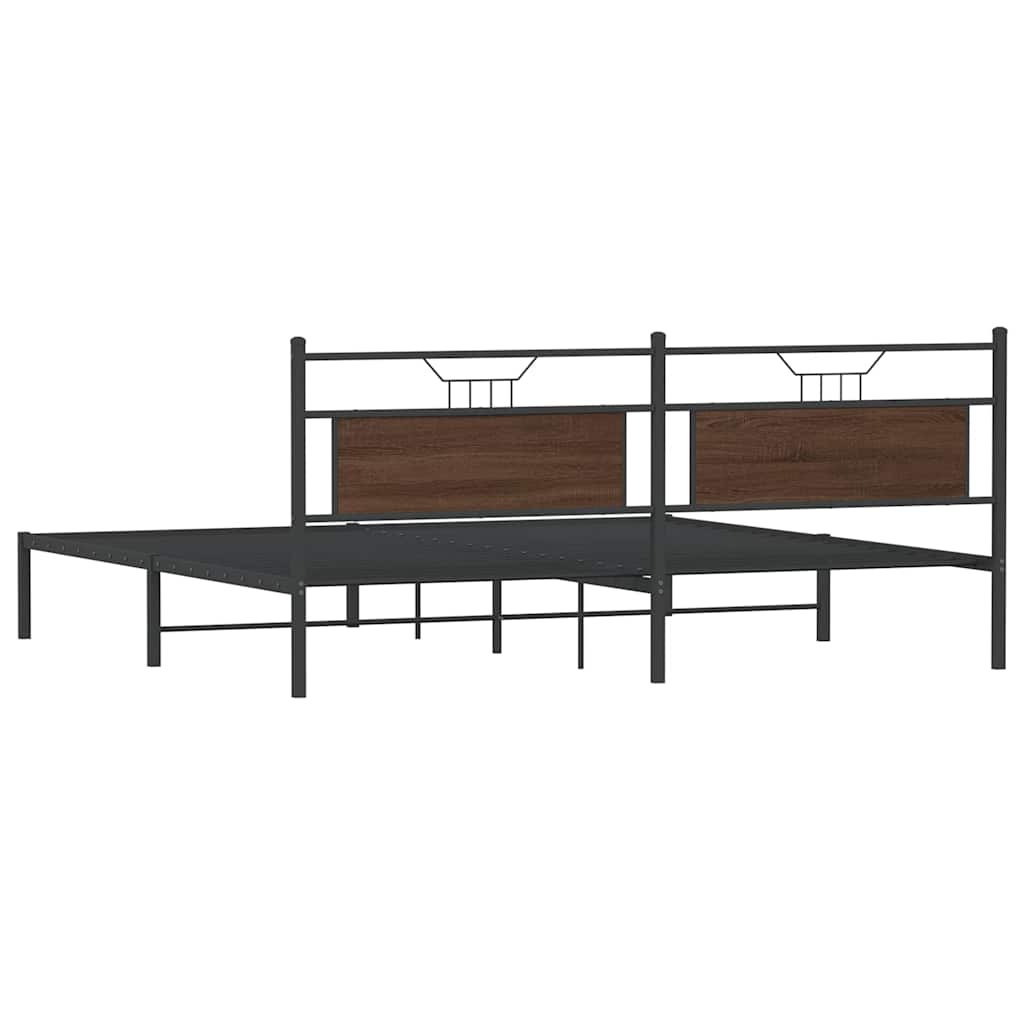 Bed Frame without Mattress Brown Oak 193x201 cm Engineered Wood